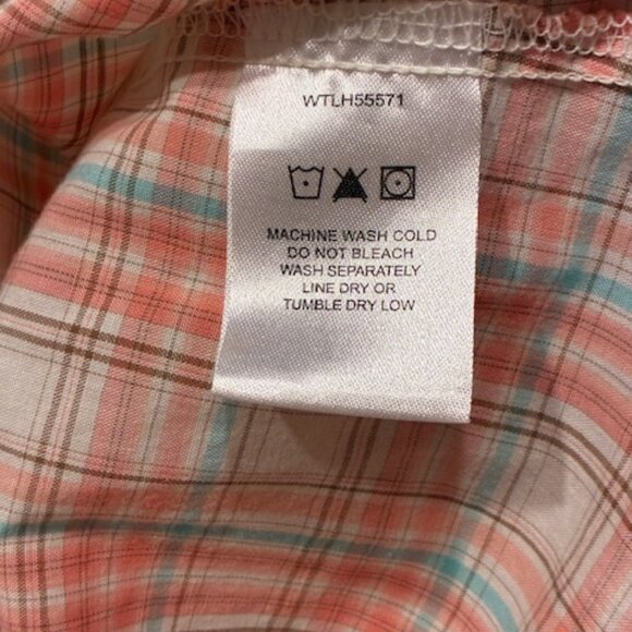 Wrangler Women's Peach Plaid Lace Pearl Snap Buttons Western Country Shirt XL - Picture 6 of 9